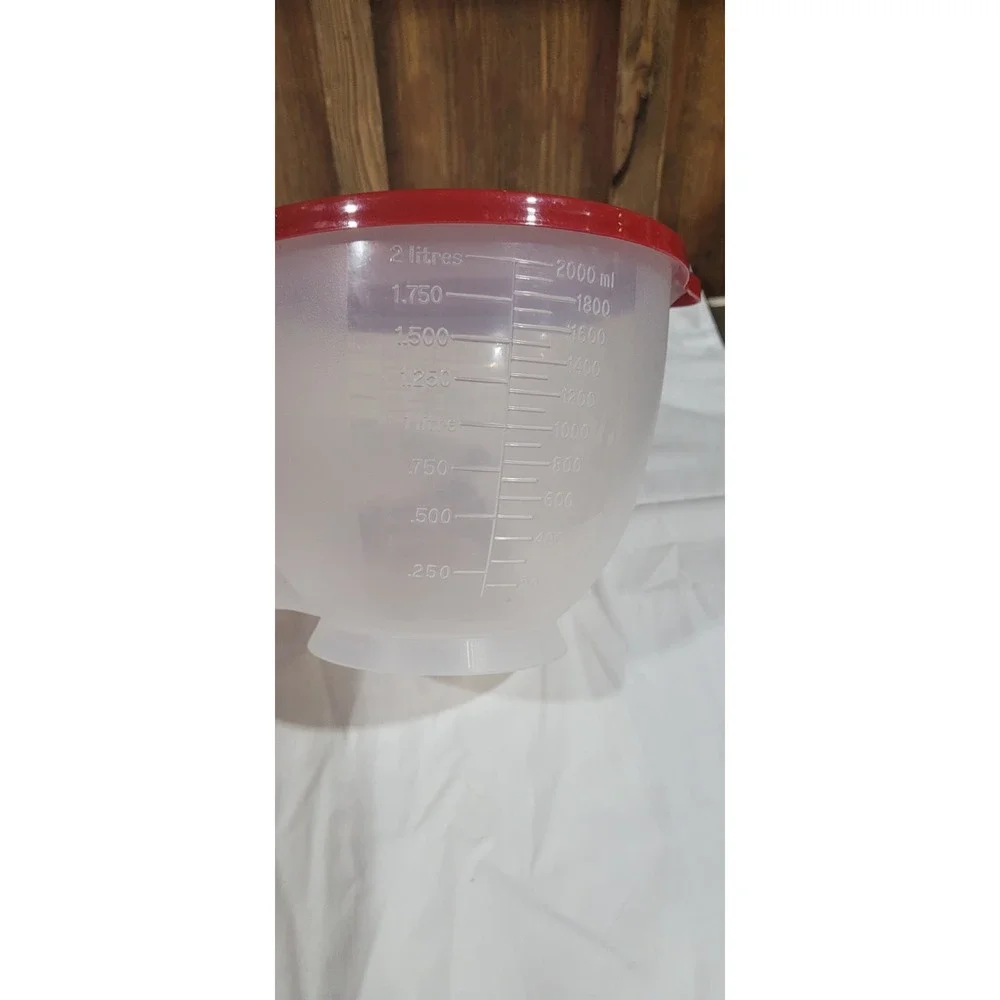 COMPLETE! 1977 Mix-N-Store TUPPERWARE Red Top MEASURING 8 CUP+LID+SPOUT 500